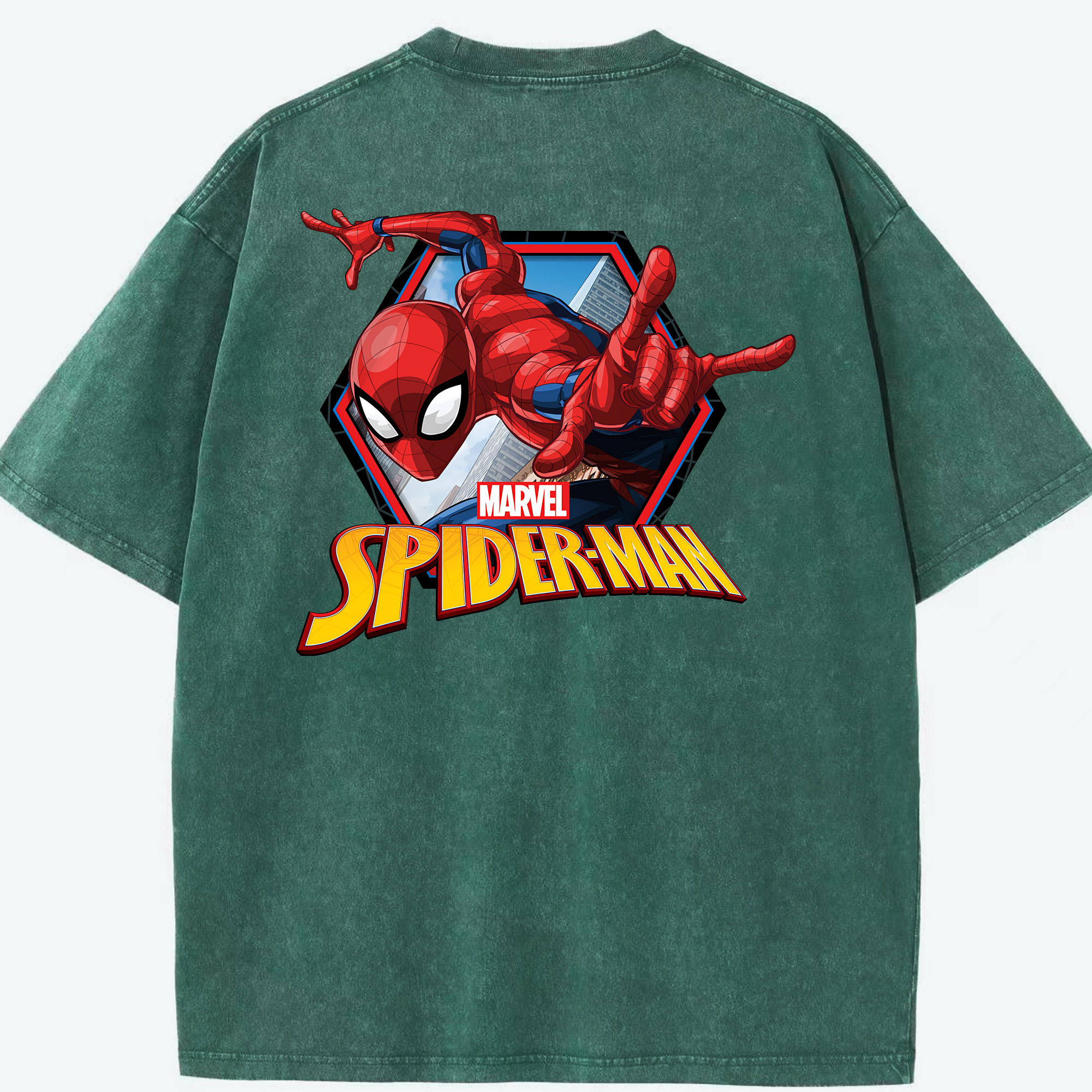 （画像用） Spider Man スパイダーマン 綿100% ヴィンテージ風 半袖Tシャツ（背面プリント）